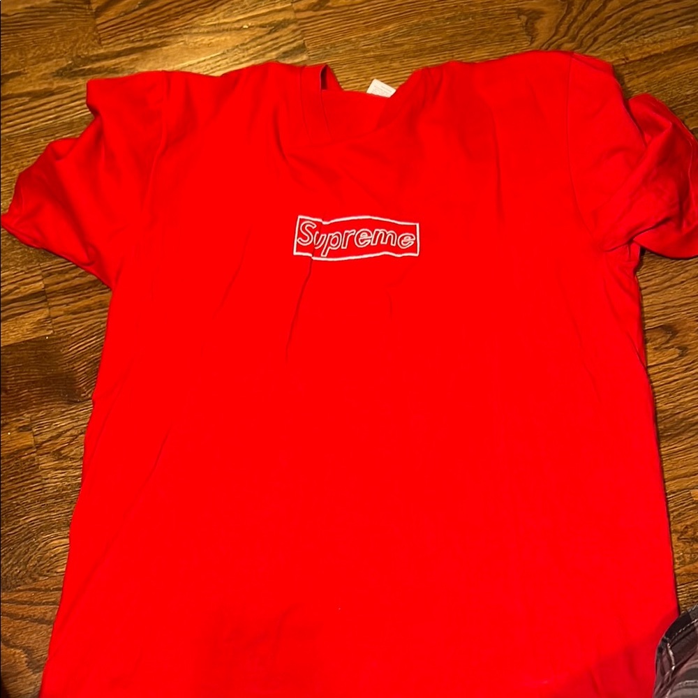 Supreme Red X kaws box logo size large worn once